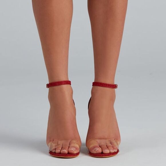 RED GLITTER Strides Of Shine Glitter Block Heels SZ 10 - Picture 3 of 10